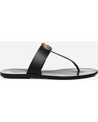 Gucci - Double G Logo Leather Thong Sandals - Lyst