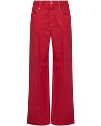 Brunello Cucinelli - Crimson Cotton And Linen Cover Loose Jeans With Monili - Lyst