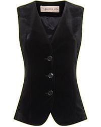 Blanca Vita - Onyx Stretch Velvet Galky Vest - Lyst