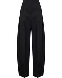 Mugler - Wool Wide Leg Pleated Trousers - Lyst