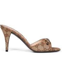 Gucci - And Dark Gg Fabric Horsebit Slide Sandals - Lyst