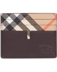 Burberry - Sand Pop Check Credit Card Holder<Br - Lyst