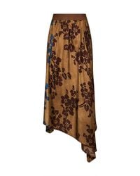 Uma Wang - Tan Printed Viscose And Cupro Glue Asymmetric Skirt - Lyst