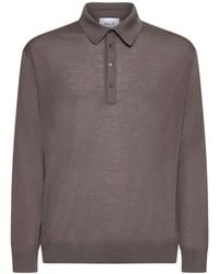 D 40 - Taupe Virgin Wool Knit Polo Shirt - Lyst