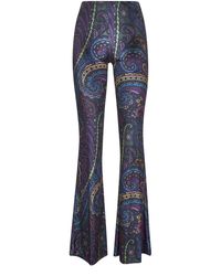 Etro - Paisley Print Stretch Chenille Flared Trousers - Lyst