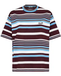 Prada - Amaranth And Light Striped Cotton Knit Sweater - Lyst