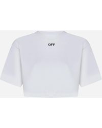 Off-White c/o Virgil Abloh - Logo Rib-knit Cotton Cropped T-shirt - Lyst