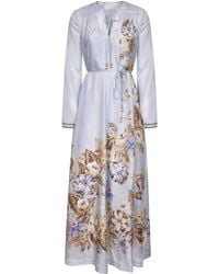 Zimmermann - Powder Multi Floral Silk Habotai Coco Maxi Dress - Lyst