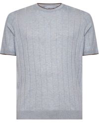 D 40 - Flat-Ribbed Cotton Knit Crewneck Sweater - Lyst