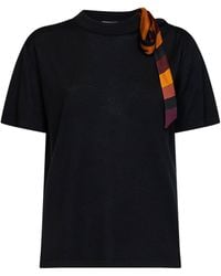 PUCCI - Superfine Wool T-Shirt With Printed Scarf Detail - Lyst
