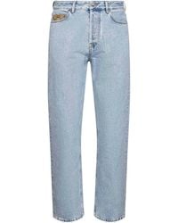 Gucci - Light Washed Denim Jeans With Gg Insert - Lyst
