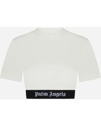 Palm Angels - Logo Cotton Cropped T-shirt - Lyst