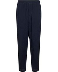 Giorgio Armani - Dark Froissé Lyocell Blend Flat Front Trousers - Lyst