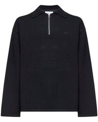 Oamc Peacemaker - Cotton Knit Half-Zip Polo Shirt - Lyst