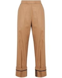 Herno - Camel Cotton Gabardine Trousers With Turn-Up Hems - Lyst