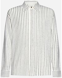 Bottega Veneta - Pinstriped Linen-blend Knit Shirt - Lyst