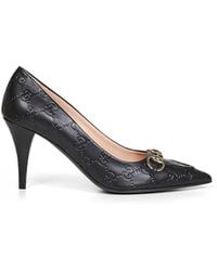 Gucci - Gg Leather Pumps With Horsebit - Lyst