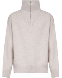 Autry - Cream Wool Blend Half-Zip Sweater - Lyst