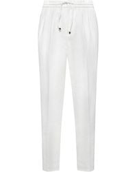 Brunello Cucinelli - Linen And Cotton Leisure Fit Trousers - Lyst