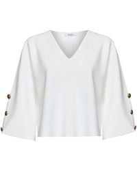 Max Mara - Viscose Crepe Mxmformo Top With Slits - Lyst