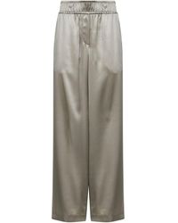 Brunello Cucinelli - Stretch Silk Satin Track Trousers - Lyst