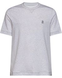 Brunello Cucinelli - Pearl Jersey Faux Layering Logo T-Shirt - Lyst