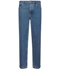 Valentino - Denim Jeans With Cabochons - Lyst