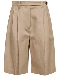 Brunello Cucinelli - Cotton And Linen Gabardine Sartorial Bermuda Shorts With Monili - Lyst