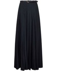 Self-Portrait - Twill Pleated Maxi Skirt - Lyst