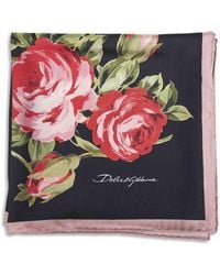 Dolce & Gabbana - Rose Bouquet Print Silk Twill Scarf - Lyst