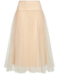 Zimmermann - Cream Polka Dot Tulle Midi Skirt - Lyst