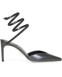 Rene Caovilla - Nappa Leather Slingback Pumps With Crystal Snake Spiral - Lyst
