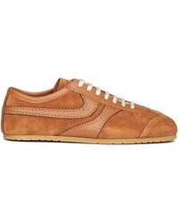 Dries Van Noten - Tan Suede Sneakers With Leather Details - Lyst