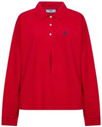Prada - Cotton Piquet Long-Sleeved Polo Shirt - Lyst