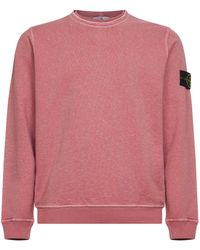 Stone Island - Oleander Slub-Effect Malfilé Cotton Sweatshirt - Lyst