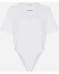 Alaïa - Logo Cotton Bodysuit - Lyst