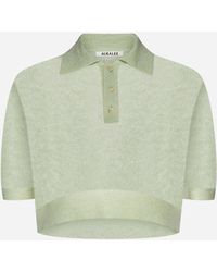 AURALEE - Mohair-blend Cropped Polo Shirt - Lyst