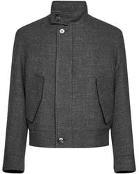 Ami Paris - Carbon Boiled Wool Gabardine Harrington Padded Jacket - Lyst