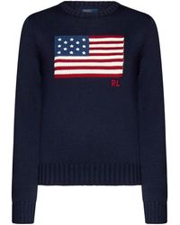 Polo Ralph Lauren - Cotton Sweater With American Flag - Lyst