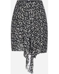 Isabel Marant Gonna Ixora in crepe lame' con stampa - Nero