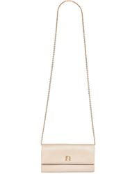 Fendi - Taupe Continental With Chain Ff Wallet On Chain - Lyst