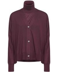 Blanca Vita - Burgundy Virgin Wool Knit Twin Set - Lyst