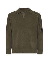 C.P. Company - Ivy Cotton Chenille Lens Long-Sleeved Polo Shirt - Lyst
