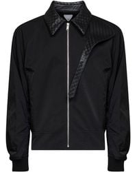 Bottega Veneta - Cotton Blouson With Intrecciato Leather Collar - Lyst