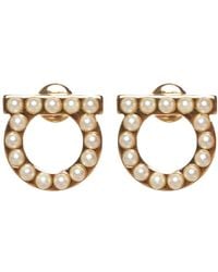 Ferragamo - Gancini Earrings With Pearls - Lyst