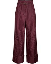 Fendi - Burgundy Silk Taffeta High-Rise Trousers - Lyst