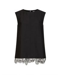 Studio Nicholson - Wool Blend Linna Top With Lace Hem - Lyst