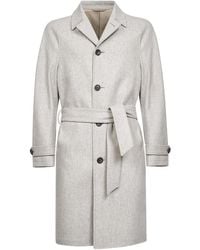 D 40 - Sand Virgin Wool Belted Coat - Lyst