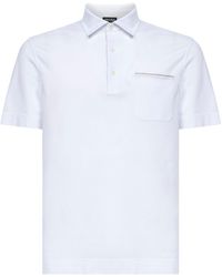 ZEGNA - Cotton Pique Polo Shirt With Chest Pocket - Lyst