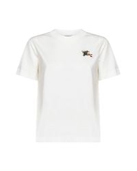 Burberry - Chalk Cotton T-Shirt With Knight Check - Lyst